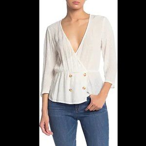 Amuse Society Wrap White Button Blouse Shirt